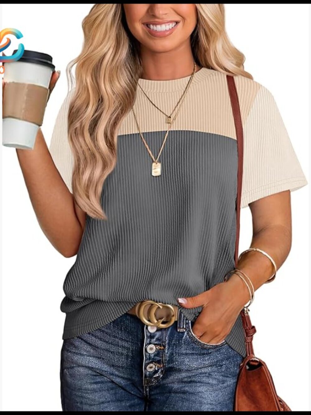 Short Sleeve Crewneck Knit Top Casual Spring Summer T-Shirt